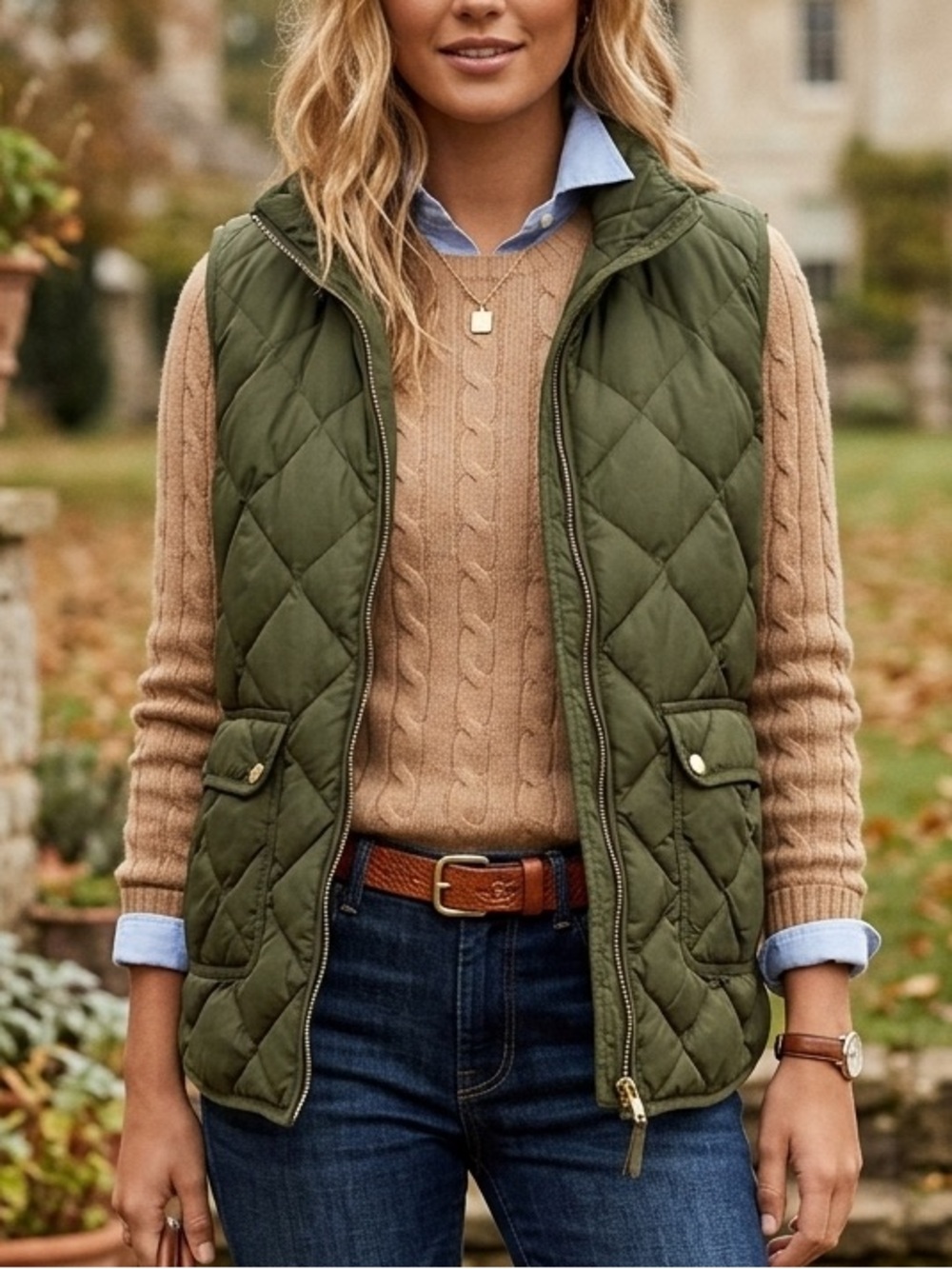 Woolrich Olive Green Quilted Vest